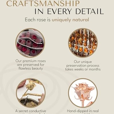 Product: Forever Rose Real Rose Dipped in Rose Gold, Handcrafted Preserved Rose in Luxury Gold Gift Box, Romantic Gift for Her, Elegant Keepsake for Anniversary, Birthday, or Any Special Occasion