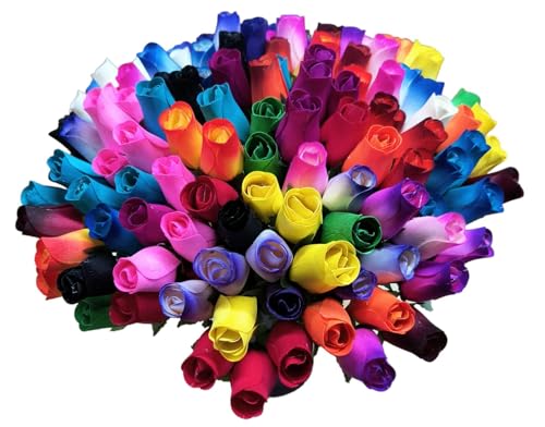 Product: 144 Individual Wooden Roses of Assorted Colors. Reds, Blues, Greens, Yellows, Pinks, Black, White, and Lots More Colors are Included.