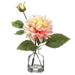 Product: 10.5" Silk Dahlia Flower Arrangement w/Glass Vase -Pink/Green (Pack of 12)