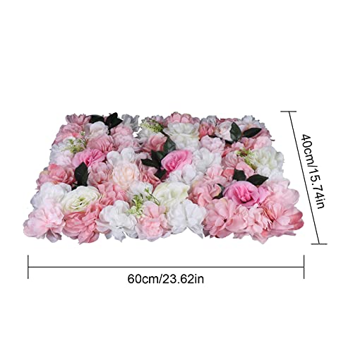 Product: LOYALHEARTDY 12 pcs Flower Wall Panel Artificial Flower Backdrop Silk Flower Bouquet Wall for Home Turf Wedding Party Venue Background Wall Decor（Pink Dahlia,Rose,Leaves）