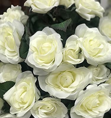 Product: AMERIQUE Pair 4 Feet Gorgeous & Lifelike Artificial Trees, Nursery Pot, Real Touch Tech, 4' with 48 Rose Flowers Each, Green & White