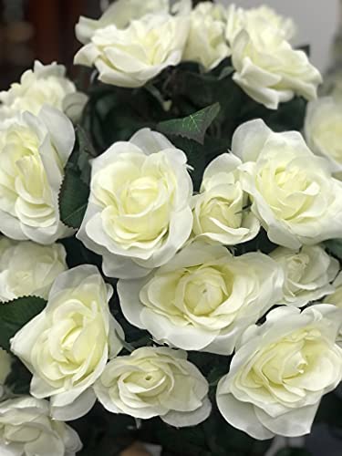 Product: AMERIQUE Pair 4 Feet Gorgeous & Lifelike Artificial Trees, Nursery Pot, Real Touch Tech, 4' with 48 Rose Flowers Each, Green & White