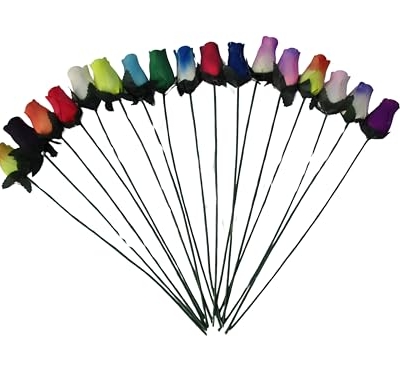 Product: 144 Individual Wooden Roses of Assorted Colors. Reds, Blues, Greens, Yellows, Pinks, Black, White, and Lots More Colors are Included.
