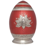 Product: Red Lotus Cremation Urn by Liliane Memorials - Urns for Human Ashes Remains - Brass - Suitable for Funeral Cemetery Burial or Niche - Large Size for Adults up to 200 lbs - Egg Silver Lotus Flower