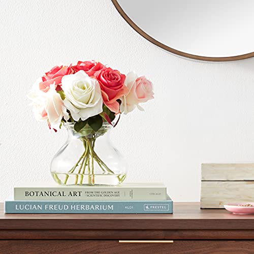 Silky Flower Store Artificial Rose Arrangement with Vase, Faux Water Decorative Floral Centerpiece, 11in x 11in 4 4 Product: Nearly Natural Rose Arrangement with Vase