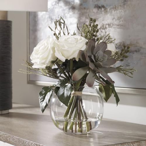 Silky Flower Store Uttermost Belmonte Floral Bouquet and Vase, Artificial Faux Florals Clear Finish, Home Decor 14 Inch 1 1 Product: Uttermost Belmonte - 14 Inch Floral Bouquet and Vase