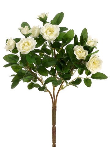10" Mini Rose Bush x3 Cream (Pack of 36) - Artificial Flower Arrangements Product: 10" Mini Rose Bush x3 Cream (Pack of 36)