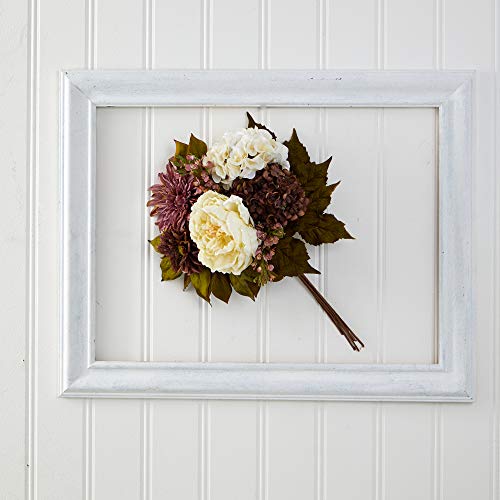 Silky Flower Store Artificial Flower Bouquet Peony Hydrangea Dahlia, Faux Floral Arrangement Set of 2, 16in. 2 2 Product: Nearly Natural 16in. Peony, Hydrangea and Dahlia Artificial Flower Bouquet (Set of 2)