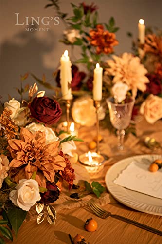 Product: Ling's Moment Artificial Flowers Dahlia Brunt Orange Terracotta Set of 2 Flowers Combo for DIY Wedding Bouquets Centerpieces Arrangements Party Baby Shower Home Decorations