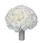 Product: Angel Isabella 10" Bouquet-Nice Ivory Rose with Rhinestone and Bling Handle