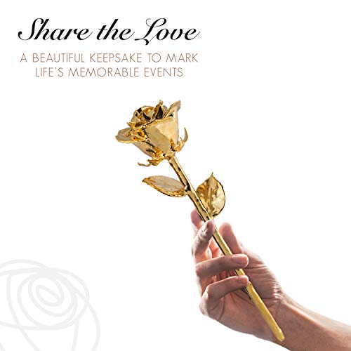 Silky Flower Store 24k Gold Dipped Real Rose Crystal Vase, Venus Rose Open Bud, Luxury Floral Decor, 12in, 6in 6 6 Product: Real Rose Dipped in 24k Gold w/Crystal Vase - Venus Rose (Open Bud)
