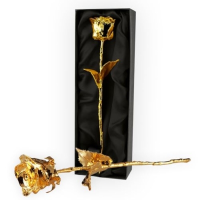 Product: mikamax 24k Gold Rose - Real Rose Dipped in Gold with Certificate of Authenticity - 7-8 Inches - Luxurious Box 32 x 5 x 11 cm