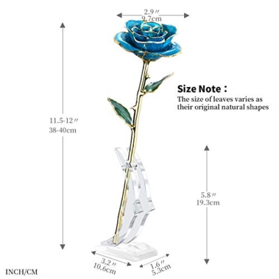 Product: MAXSPT Romantic Rose Gift for her,Eternity Gold Rose Flower 24k Gold Dipped Rose and Romantic Gift for her Rose,SkyBlue with Stand
