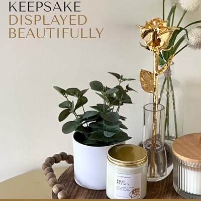 Silky Flower Store 24K Gold Dipped Real Rose Gift Box, Forever Rose Anniversary Valentine Birthday Wedding Gift, 32.5cm 15 15 Product: Forever Rose 24K Gold Dipped Real Rose – Handmade, Long-Lasting Preserved Flower in Gold Gift Box – Romantic Gift for Anniversary, Valentine's Day, Mother's Day, Birthday, Wedding, Wife, Girlfriend