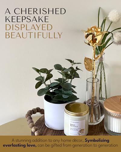 Silky Flower Store 24K Gold Dipped Real Rose Gift Box, Forever Rose Anniversary Valentine Birthday Wedding Gift, 32.5cm 7 7 Product: Forever Rose 24K Gold Dipped Real Rose – Handmade, Long-Lasting Preserved Flower in Gold Gift Box – Romantic Gift for Anniversary, Valentine's Day, Mother's Day, Birthday, Wedding, Wife, Girlfriend