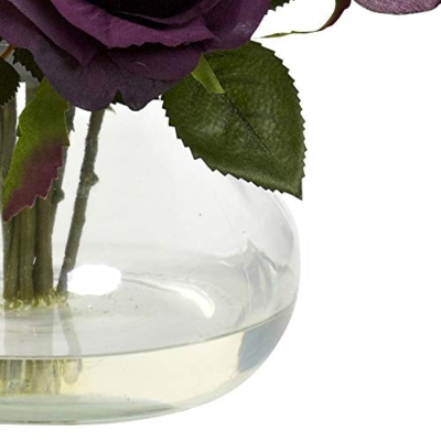 Silky Flower Store Artificial Rose Arrangement in Vase, Faux Floral Centerpiece, Decorative Home Office Accent, 11in 7 7 Product: Nearly Natural Rose Arrangement with Vase