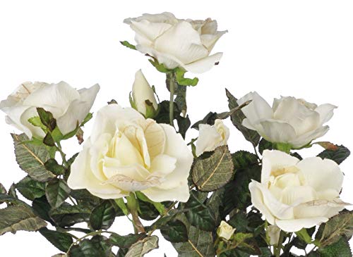 Product: Artificial 21-inch Cream Garden Rose Bush (Set of 6)