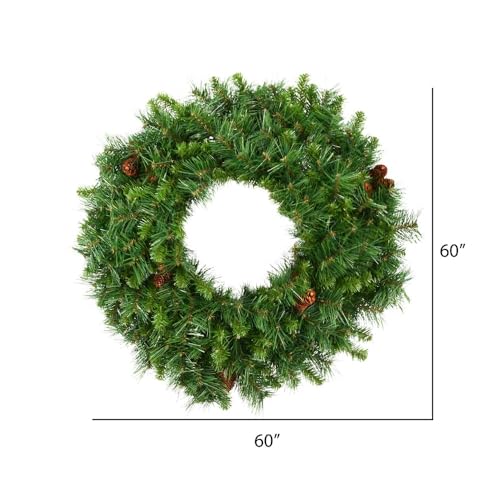 Product: Vickerman 60" Cheyenne Pine Artificial Christmas Wreath with 860 PVC Tips - Indoor and Outdoor Use- Seasonal Holiday Decor - Featuring Pinecones for a Realistic Look