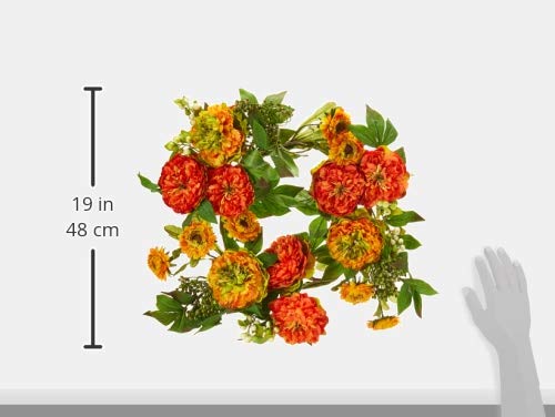 Product: Nearly Natural 4580 24â€ Peony and Mum Wreath,17.5'' x 5.25'' x 17.5'' , Green