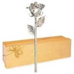 Product: Forever Rose Real Rose Dipped in Silver, Handcrafted Preserved Rose in Luxury Gold Gift Box, Romantic Gift for Her, Elegant Keepsake for Anniversary, Birthday, or Any Special Occasion
