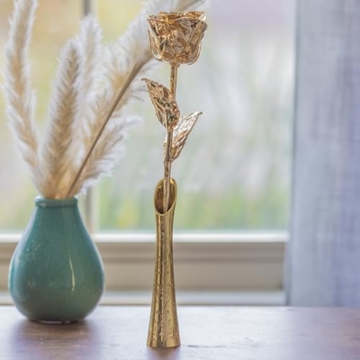 Silky Flower Store 24K Gold Dipped Long Stem Preserved Rose Gift for Wife, Mother, Best Friend, Elegant Display 32.5cm 13 13 Product: VonDelve 24K Gold Dipped Long Stem Real Rose, Natural Handpicked Genuine Flower Preserved as an Everlasting Keepsake for Wife, Mother or Best Friend, Birthday or Anniversary