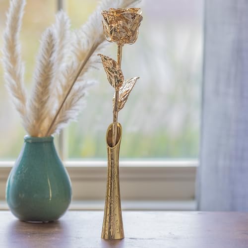 Silky Flower Store 24K Gold Dipped Long Stem Preserved Rose Gift for Wife, Mother, Best Friend, Elegant Display 32.5cm 6 6 Product: VonDelve 24K Gold Dipped Long Stem Real Rose, Natural Handpicked Genuine Flower Preserved as an Everlasting Keepsake for Wife, Mother or Best Friend, Birthday or Anniversary
