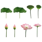 Product: ALXFFBN 8pcs Artificial Lotus Stem Faux Lotus Flower Artificial Bud Flowers for Garden Koi Fish Pond Aquarium Pool Wedding Decor, 2 Lotus Flower + 2 Lotus Bud + 2 Lotus Pods + 2 Lotus Leaves