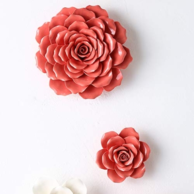 Silky Flower Store Ceramic 3D Rose Wall Décor, White Floral Wall Art, ALYCASO, Indoor Home Accent, 7.08 inch 11 11 Product: ALYCASO Rose Ceramic Flower Wall Décor Artificial 3D Flower Wall Art for Living Room Home Hallway Bedroom Kitchen Farmhouse Bathroom Dining Room, White, 7.08 inch