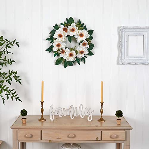 Silky Flower Store Artificial Magnolia Wreath White, Nearly Natural 4793, 22in. 4 4 Product: Nearly Natural 4793 22in. Magnolia Wreath,White