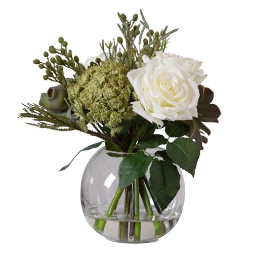 Silky Flower Store Uttermost Belmonte Floral Bouquet and Vase, Artificial Faux Florals Clear Finish, Home Decor 14 Inch 4 4 Product: Uttermost Belmonte - 14 Inch Floral Bouquet and Vase
