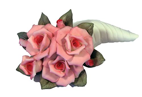 Capodimonte Rose Bouquet Cornucopia Porcelain Hand Made in Italy - Artificial Flower Arrangements Product: Capodimonte Rose Bouquet Cornucopia Porcelain Hand Made in Italy