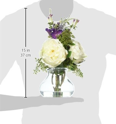 Silky Flower Store Artificial Rose and Morning Glory Arrangement with Vase, White Floral Decor, 14.5 x 9.5 x 9.5 5 5 Product: Nearly Natural 1413 1 Rose and Morning Glory Arrangement with Vase, 9.5 x 9.5 x 14.5,White
