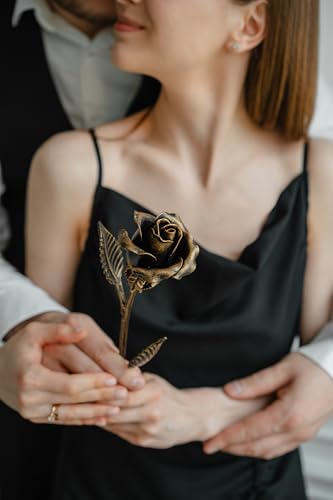 Silky Flower Store Handcrafted Bronze Rose Keepsake, 8th 19th Wedding Gift, Red Black Gold Metal Decor, 29cm 2 2 Product: MakuliSmit Handcrafted Bronze Rose – 8th & 19th Yeat Wedding for Her – Solid Metal Forever Flower Keepsake