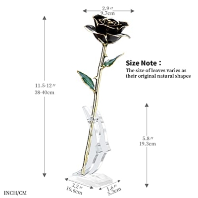 Product: MAXSPT Gold Real Rose, Gold Dipped Rose Made from Real Rose Best Gifts for her and Great Gifts for Girlfriend, Black with Stand