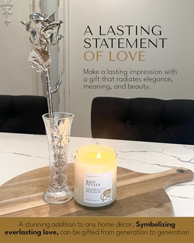 Product: Forever Rose Real Rose Dipped in Platinum, Handcrafted Preserved Rose in Luxury Gold Gift Box, Romantic Gift for Her, Elegant Keepsake for Anniversary, Birthday, or Any Special Occasion