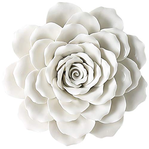 ALYCASO Rose Ceramic Flower Wall Décor Artificial 3D Flower Wall Art for Living Room Home Hallway Bedroom Kitchen Farmhouse Bathroom Dining Room, White, 7.08 inch - Artificial Flower Arrangements Product: ALYCASO Rose Ceramic Flower Wall Décor Artificial 3D Flower Wall Art for Living Room Home Hallway Bedroom Kitchen Farmhouse Bathroom Dining Room, White, 7.08 inch