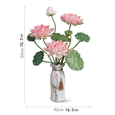 Product: XIAOSAKU Artificial Flowers for Decoration Simulation Lotus Lotus Leaf Set Fake Lotus Silk Flower Living Room Desktop Decoration Porch Window Floral Flower Arrangement Artificial Flowers Arrangements