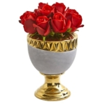 Product: Nearly Natural Elegant Red Rose Artificial Designer Urn Silk Arrangements