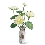 Product: XIAOSAKU Artificial Flowers for Decoration Simulation Lotus Lotus Leaf Set Fake Lotus Silk Flower Living Room Desktop Decoration Porch Window Floral Flower Arrangement Artificial Flowers Arrangements