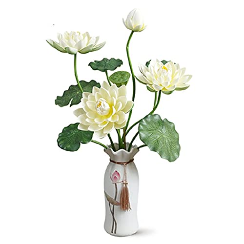 Product: XIAOSAKU Artificial Flowers for Decoration Simulation Lotus Lotus Leaf Set Fake Lotus Silk Flower Living Room Desktop Decoration Porch Window Floral Flower Arrangement Artificial Flowers Arrangements