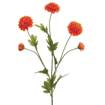 Product: 28" Pompon Mum Silk Flower Stem -Orange (Pack of 12)