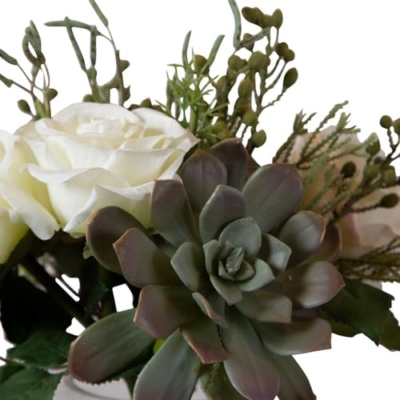 Silky Flower Store Uttermost Belmonte Floral Bouquet and Vase, Artificial Faux Florals Clear Finish, Home Decor 14 Inch 7 7 Product: Uttermost Belmonte - 14 Inch Floral Bouquet and Vase