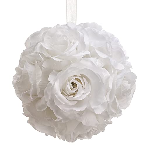 6" Rose Kissing Ball White (Pack of 6) - Artificial Flower Arrangements Product: 6" Rose Kissing Ball White (Pack of 6)