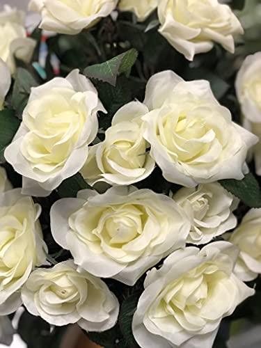 Product: AMERIQUE Pair 4 Feet Gorgeous & Lifelike Artificial Trees, Nursery Pot, Real Touch Tech, 4' with 48 Rose Flowers Each, Green & White