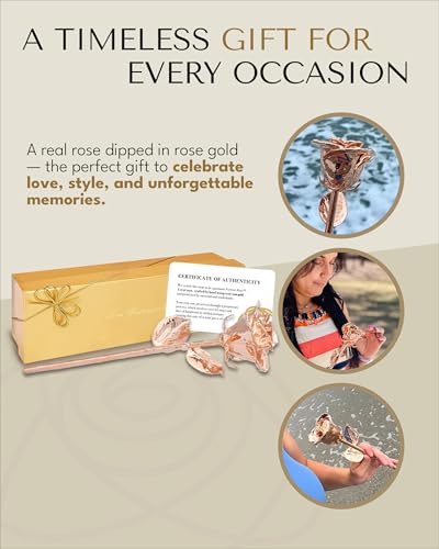 Product: Forever Rose Real Rose Dipped in Rose Gold, Handcrafted Preserved Rose in Luxury Gold Gift Box, Romantic Gift for Her, Elegant Keepsake for Anniversary, Birthday, or Any Special Occasion