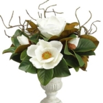 Product: Arcadia Silk Plantation 17" Magnolia/Twig in Paper Mache Urn White (Pack of 1)