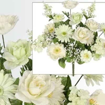 Product: Arcadia Silk Plantation 20" Poppy Daisy Rose Mixed Artificial Flower Arrangement, with No Pot, with No Pot, (Pack of 6)