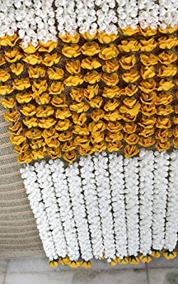 Product: Vaaridhi Artificial Flowers for Home Wendding Decorations 6FT Mogra with Yellow Rose Hangings Pack of 10