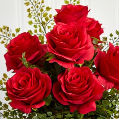 Silky Flower Store Nearly Natural Rose and Maiden Hair Floral Planter, Artificial Flower Arrangement, Home Office Decor, 35.5cm 7 7 Product: Nearly Natural Rose & Maiden Hair Floral Planter