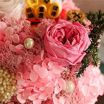 Product: KDFJ Eternal Rose Preserved Real Flower with Lucky Cat Doll in Glass Dome,Forever Rainbow Rose Artificial Flower Glass Dome, Galaxy Eternal Rose,Pink